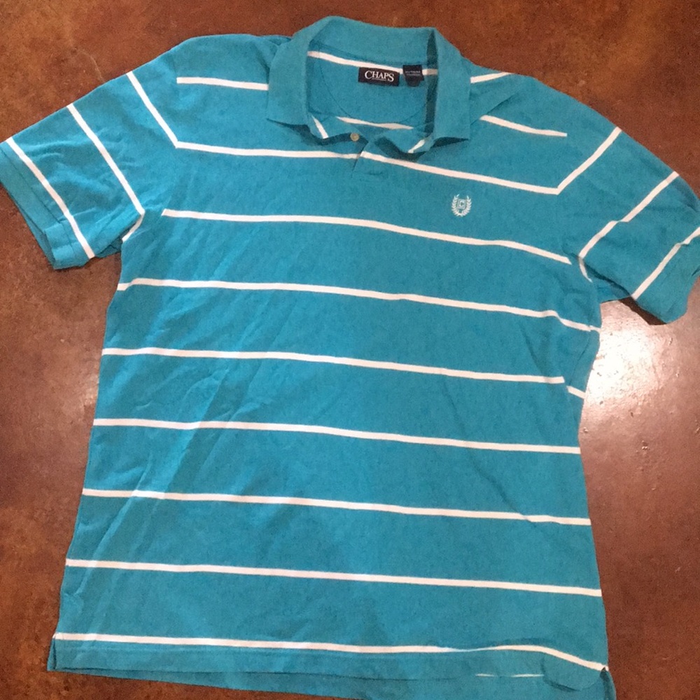 Aqua blue and white chaps polo